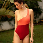 Bañador tricolor naranja - Laida Beachwear